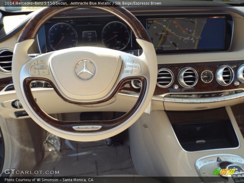 Anthracite Blue Metallic / Silk Beige/Espresso Brown 2014 Mercedes-Benz S 550 Sedan