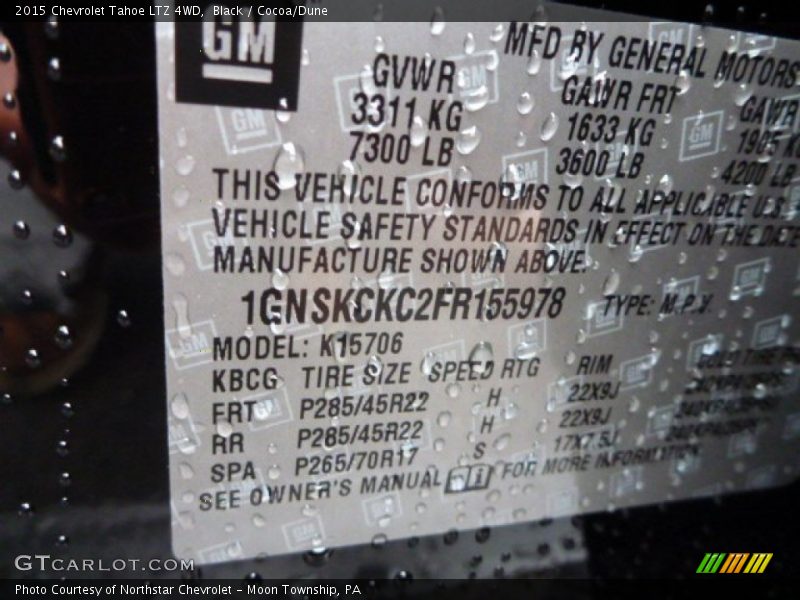 Black / Cocoa/Dune 2015 Chevrolet Tahoe LTZ 4WD