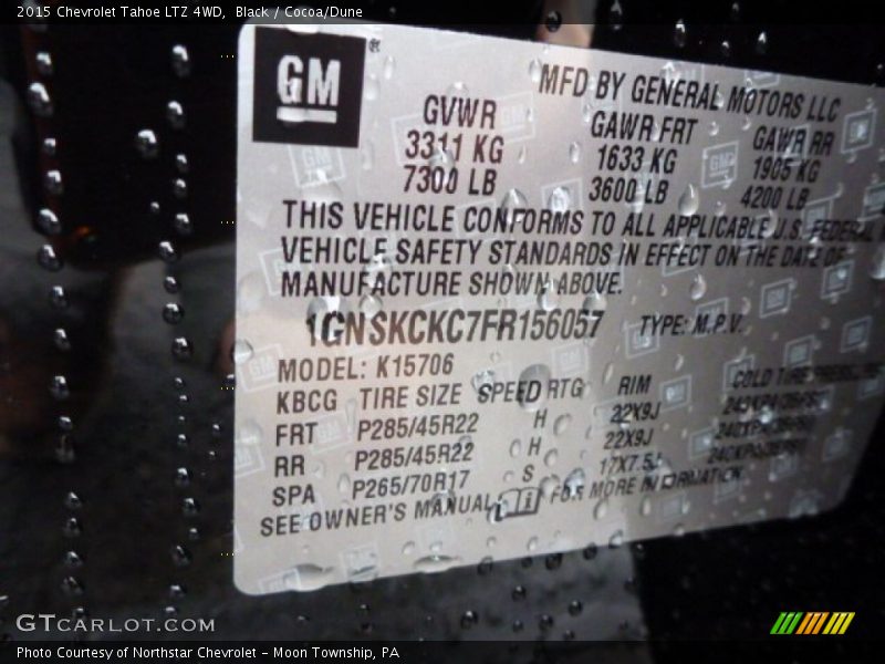 Black / Cocoa/Dune 2015 Chevrolet Tahoe LTZ 4WD