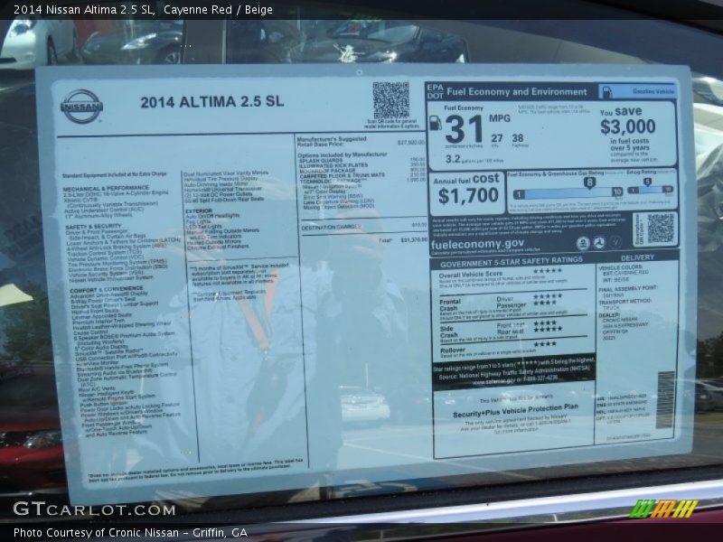Cayenne Red / Beige 2014 Nissan Altima 2.5 SL