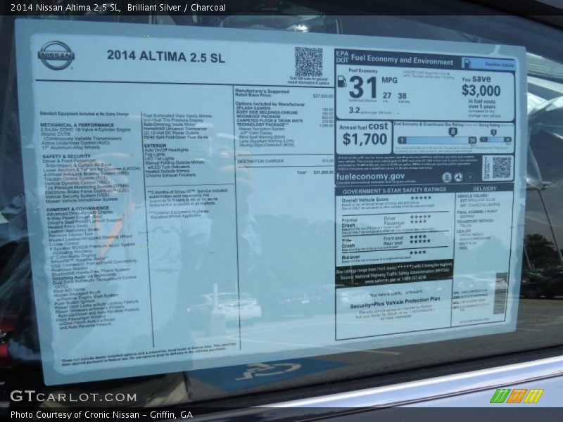Brilliant Silver / Charcoal 2014 Nissan Altima 2.5 SL