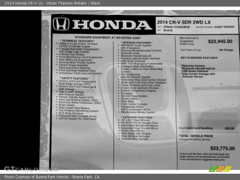 Urban Titanium Metallic / Black 2014 Honda CR-V LX