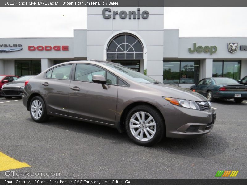 Urban Titanium Metallic / Beige 2012 Honda Civic EX-L Sedan