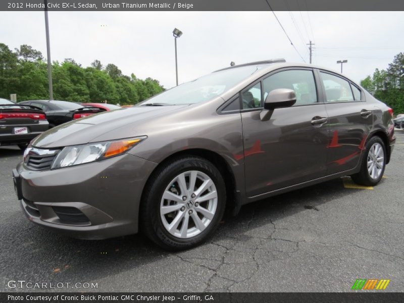Urban Titanium Metallic / Beige 2012 Honda Civic EX-L Sedan