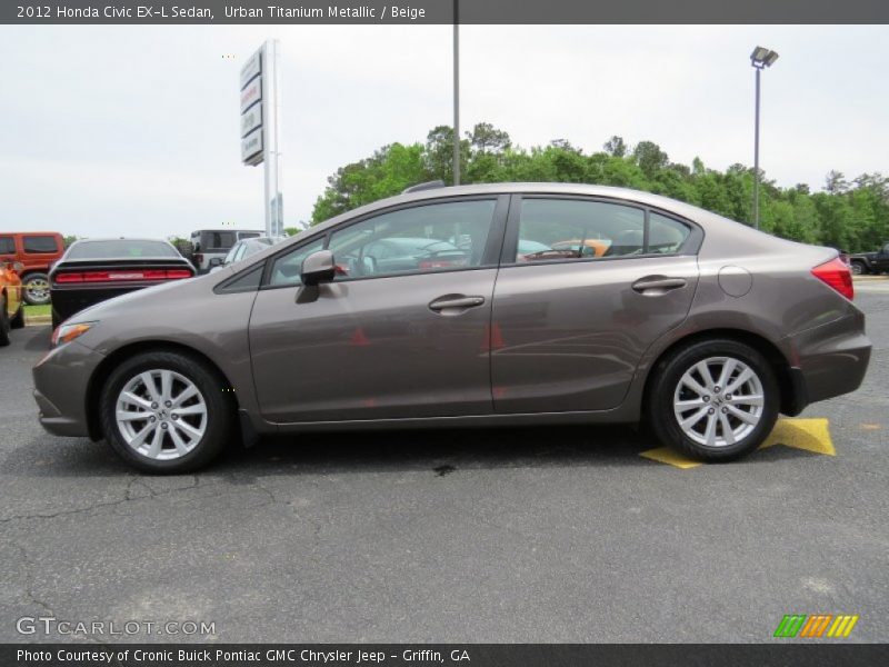 Urban Titanium Metallic / Beige 2012 Honda Civic EX-L Sedan