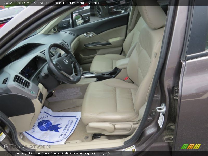 Urban Titanium Metallic / Beige 2012 Honda Civic EX-L Sedan