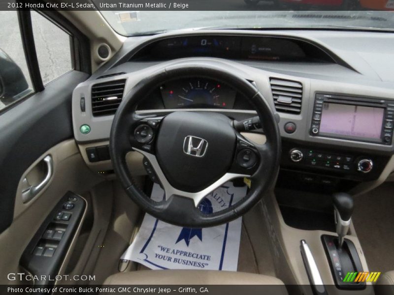 Urban Titanium Metallic / Beige 2012 Honda Civic EX-L Sedan