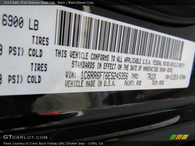 Black / Black/Diesel Gray 2014 Ram 1500 Express Quad Cab