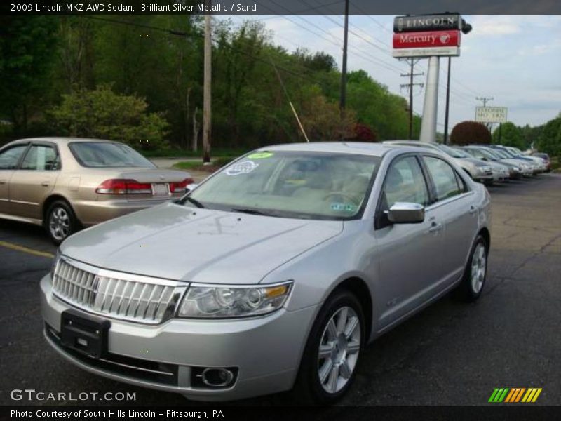 Brilliant Silver Metallic / Sand 2009 Lincoln MKZ AWD Sedan