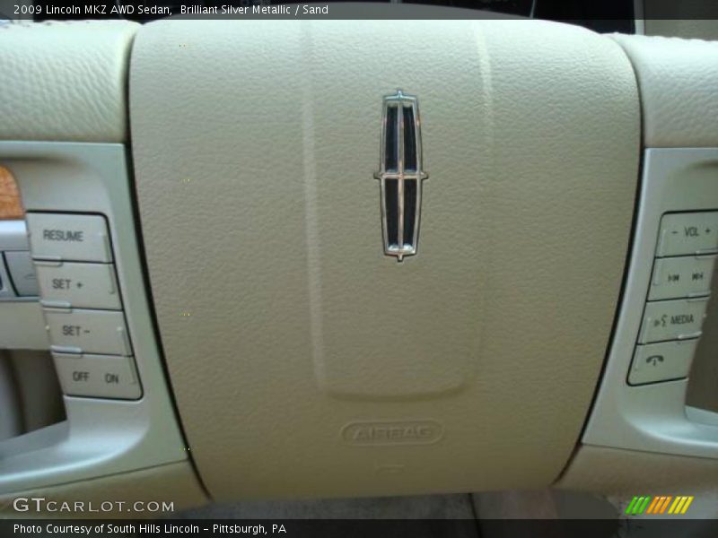 Brilliant Silver Metallic / Sand 2009 Lincoln MKZ AWD Sedan