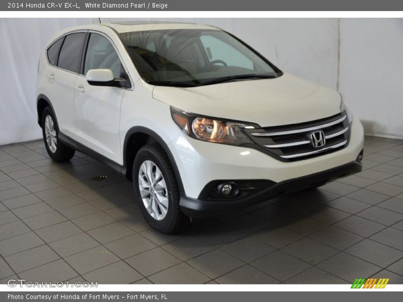 White Diamond Pearl / Beige 2014 Honda CR-V EX-L