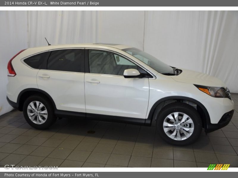 White Diamond Pearl / Beige 2014 Honda CR-V EX-L