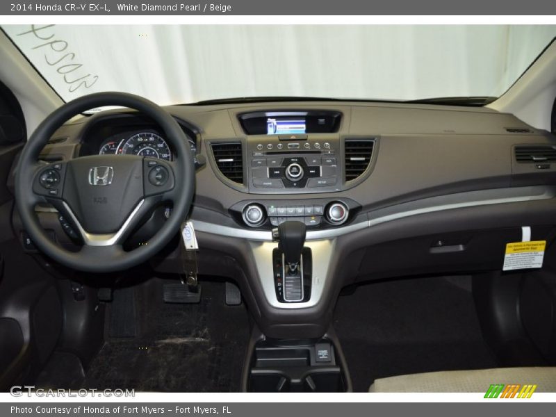 White Diamond Pearl / Beige 2014 Honda CR-V EX-L
