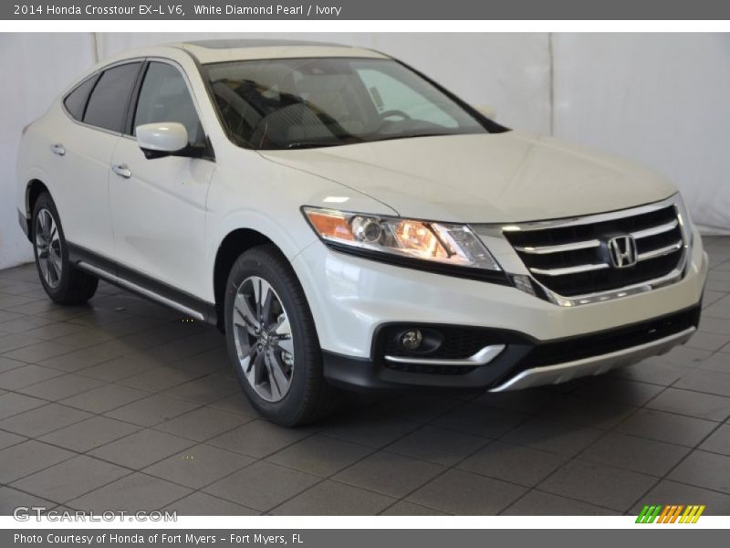 White Diamond Pearl / Ivory 2014 Honda Crosstour EX-L V6
