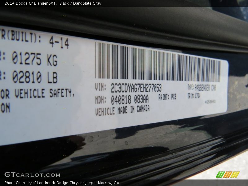 Black / Dark Slate Gray 2014 Dodge Challenger SXT