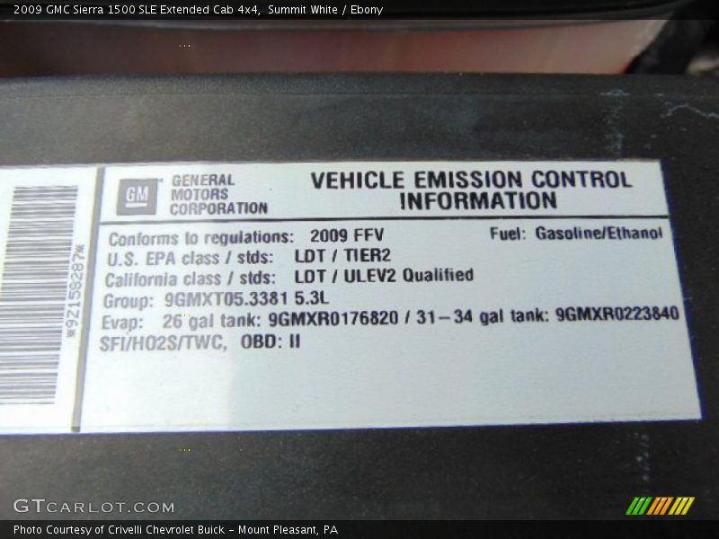 Summit White / Ebony 2009 GMC Sierra 1500 SLE Extended Cab 4x4