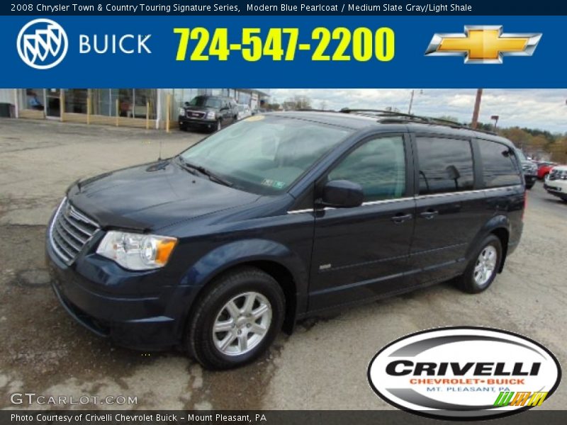 Modern Blue Pearlcoat / Medium Slate Gray/Light Shale 2008 Chrysler Town & Country Touring Signature Series