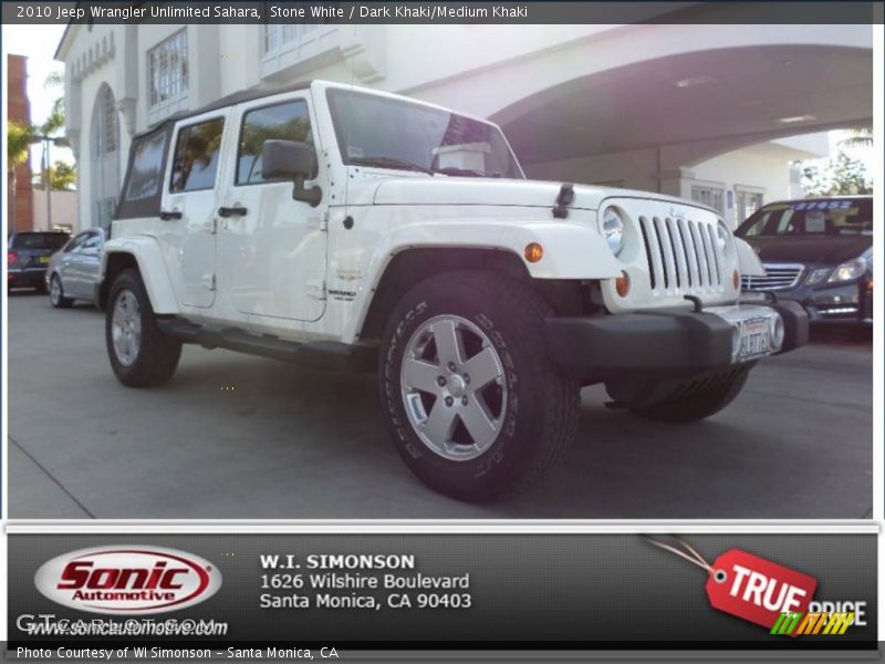 Stone White / Dark Khaki/Medium Khaki 2010 Jeep Wrangler Unlimited Sahara