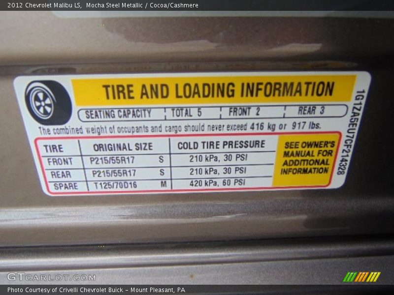 Mocha Steel Metallic / Cocoa/Cashmere 2012 Chevrolet Malibu LS