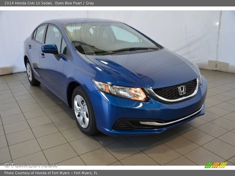 Dyno Blue Pearl / Gray 2014 Honda Civic LX Sedan