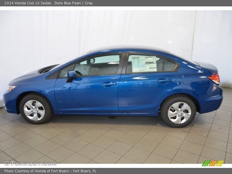Dyno Blue Pearl / Gray 2014 Honda Civic LX Sedan
