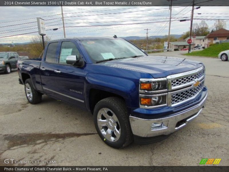 Blue Topaz Metallic / Cocoa/Dune 2014 Chevrolet Silverado 1500 LTZ Double Cab 4x4