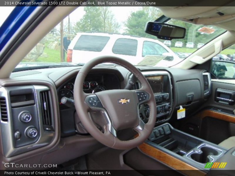 Blue Topaz Metallic / Cocoa/Dune 2014 Chevrolet Silverado 1500 LTZ Double Cab 4x4