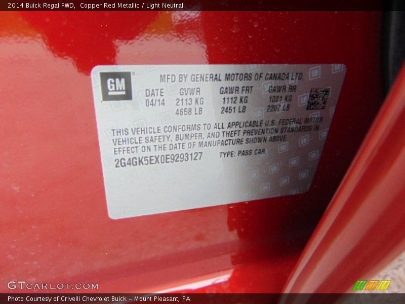 Copper Red Metallic / Light Neutral 2014 Buick Regal FWD