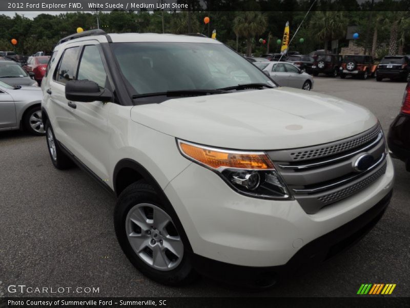 White Suede / Medium Light Stone 2012 Ford Explorer FWD
