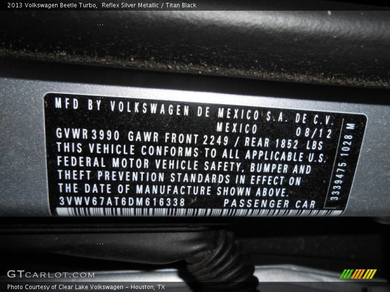 Reflex Silver Metallic / Titan Black 2013 Volkswagen Beetle Turbo