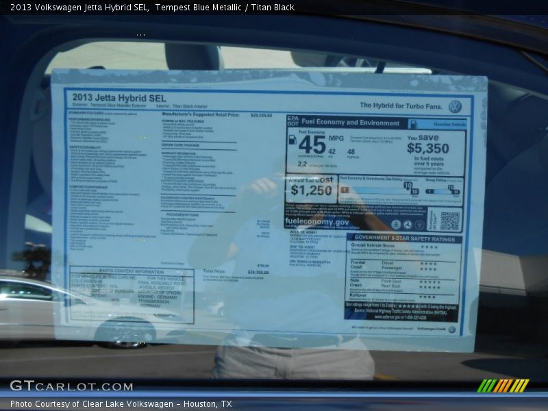 Tempest Blue Metallic / Titan Black 2013 Volkswagen Jetta Hybrid SEL