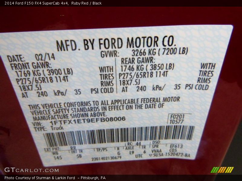 Ruby Red / Black 2014 Ford F150 FX4 SuperCab 4x4