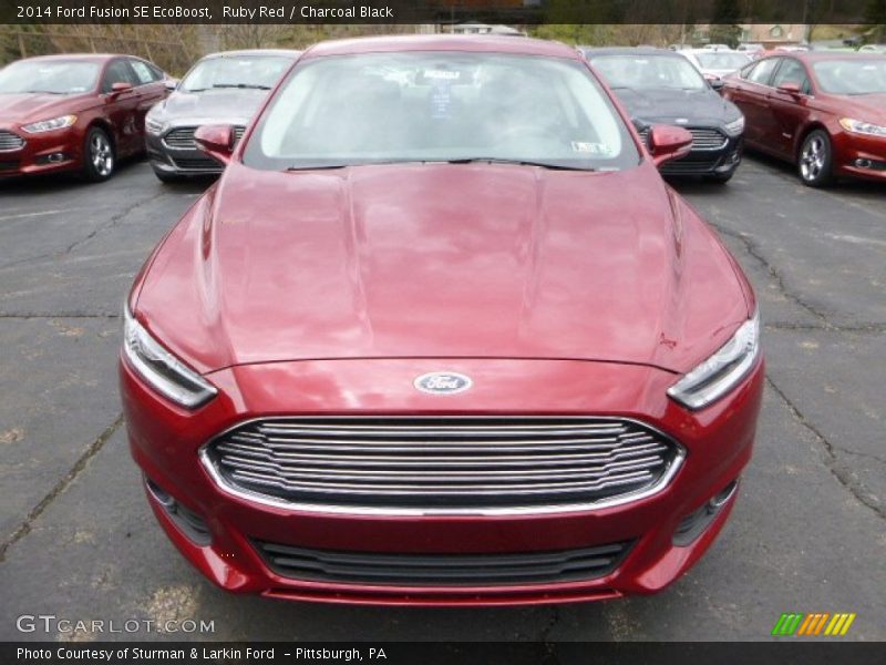 Ruby Red / Charcoal Black 2014 Ford Fusion SE EcoBoost