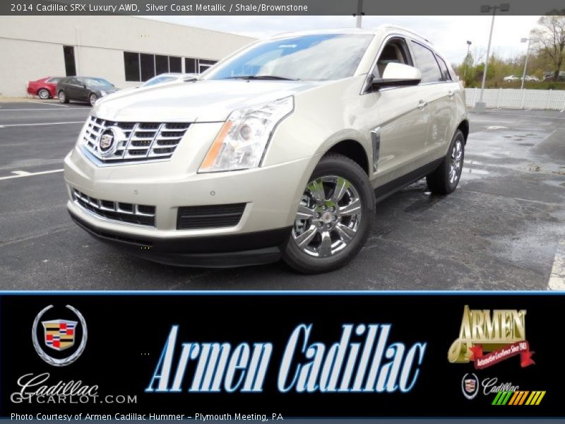 Silver Coast Metallic / Shale/Brownstone 2014 Cadillac SRX Luxury AWD