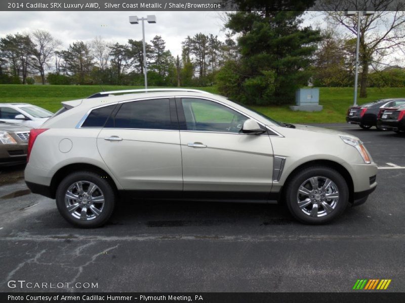 Silver Coast Metallic / Shale/Brownstone 2014 Cadillac SRX Luxury AWD