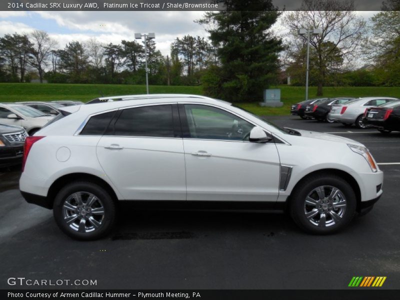 Platinum Ice Tricoat / Shale/Brownstone 2014 Cadillac SRX Luxury AWD