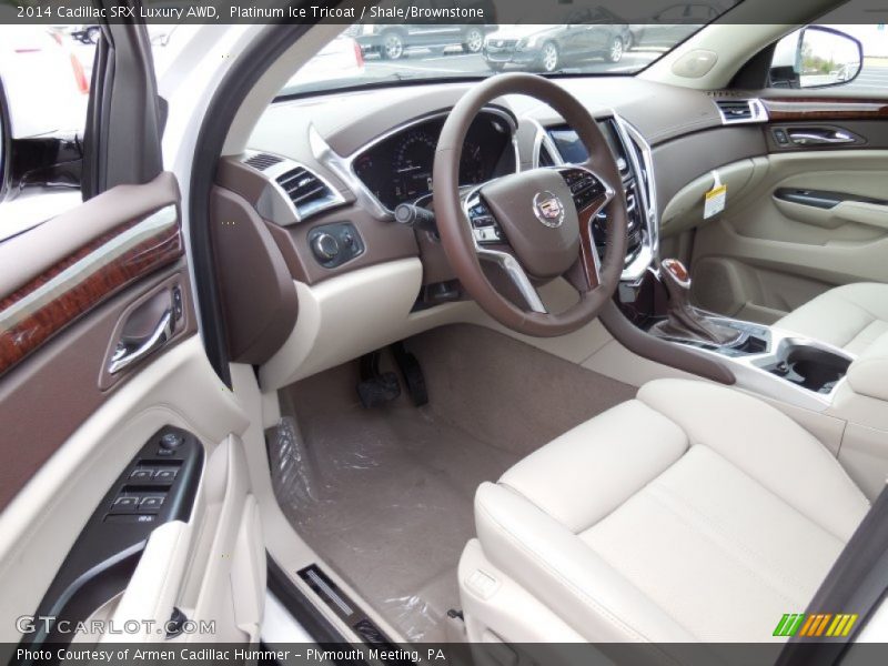 Platinum Ice Tricoat / Shale/Brownstone 2014 Cadillac SRX Luxury AWD