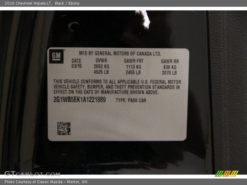 Black / Ebony 2010 Chevrolet Impala LT