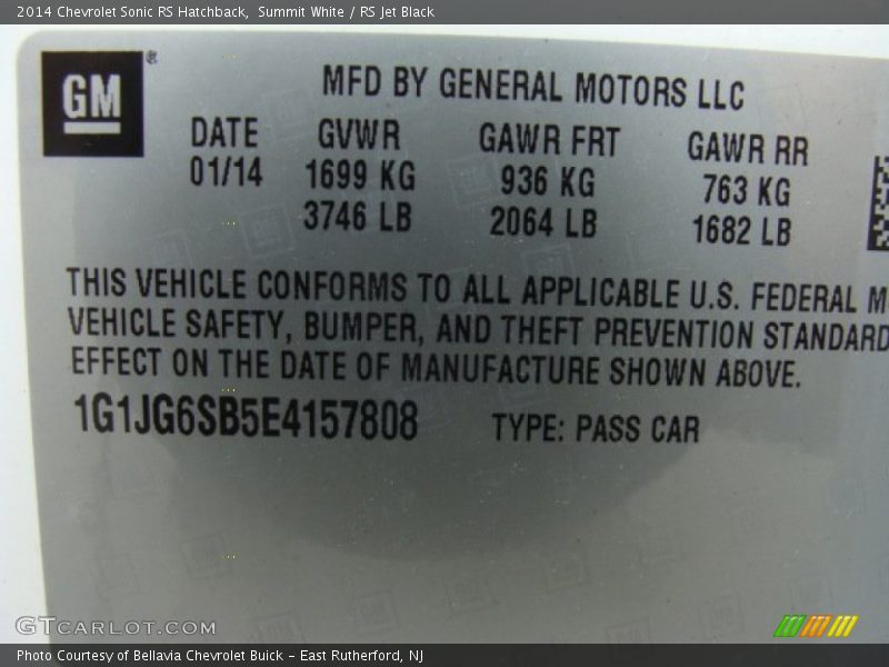 Summit White / RS Jet Black 2014 Chevrolet Sonic RS Hatchback