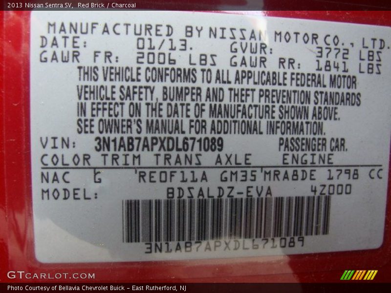 Red Brick / Charcoal 2013 Nissan Sentra SV