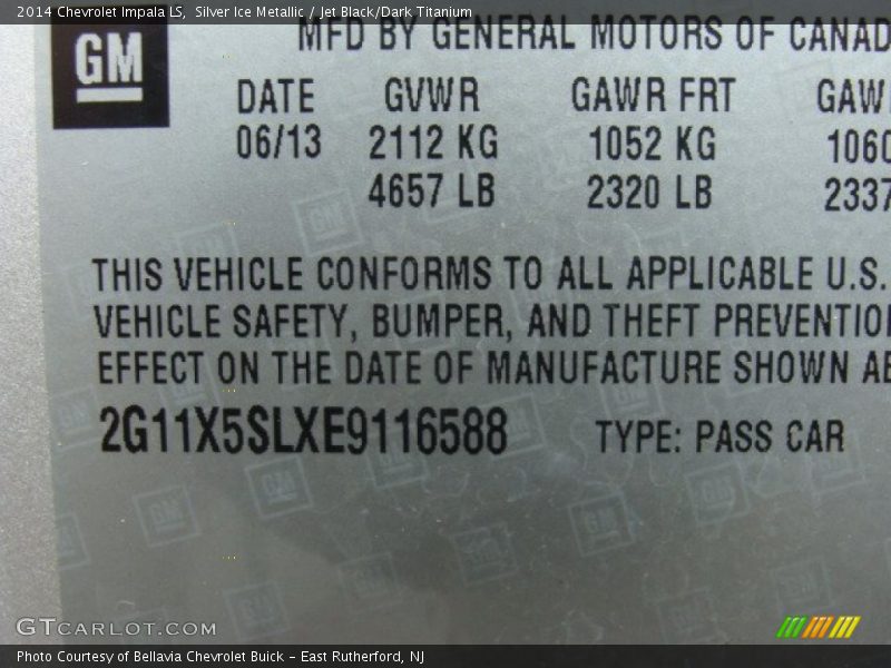 Info Tag of 2014 Impala LS