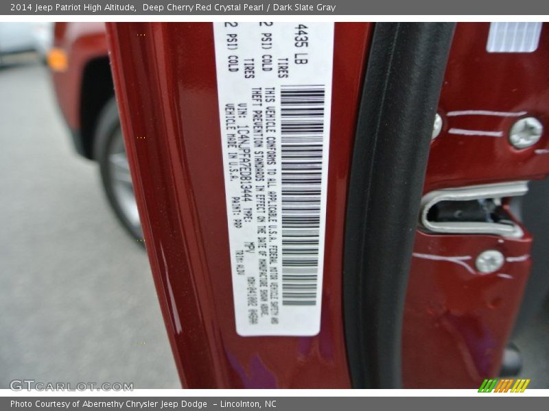 Deep Cherry Red Crystal Pearl / Dark Slate Gray 2014 Jeep Patriot High Altitude