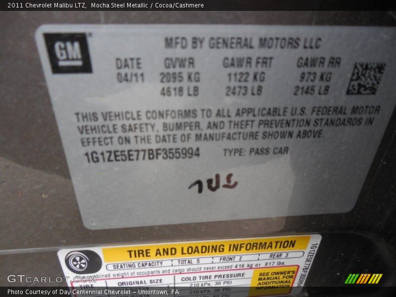 Mocha Steel Metallic / Cocoa/Cashmere 2011 Chevrolet Malibu LTZ