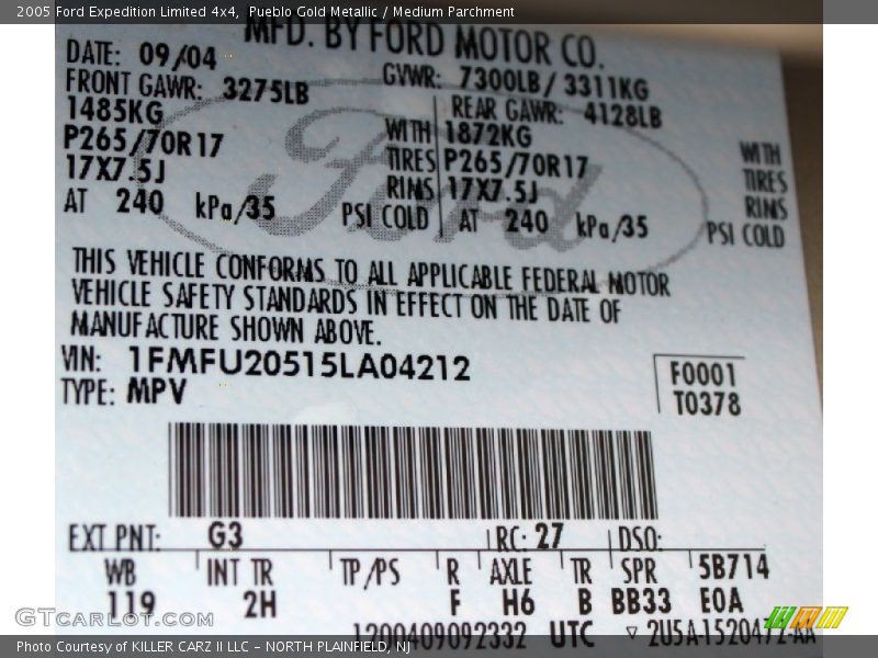 Pueblo Gold Metallic / Medium Parchment 2005 Ford Expedition Limited 4x4