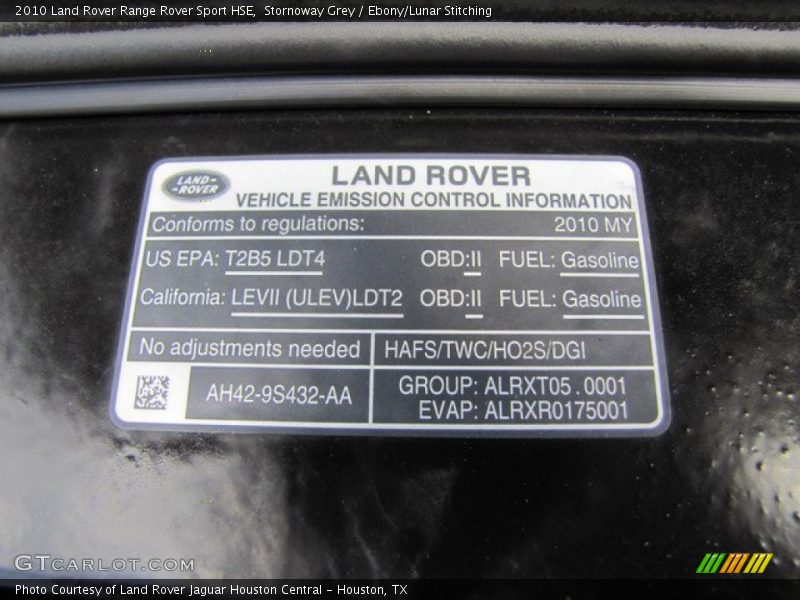 Stornoway Grey / Ebony/Lunar Stitching 2010 Land Rover Range Rover Sport HSE