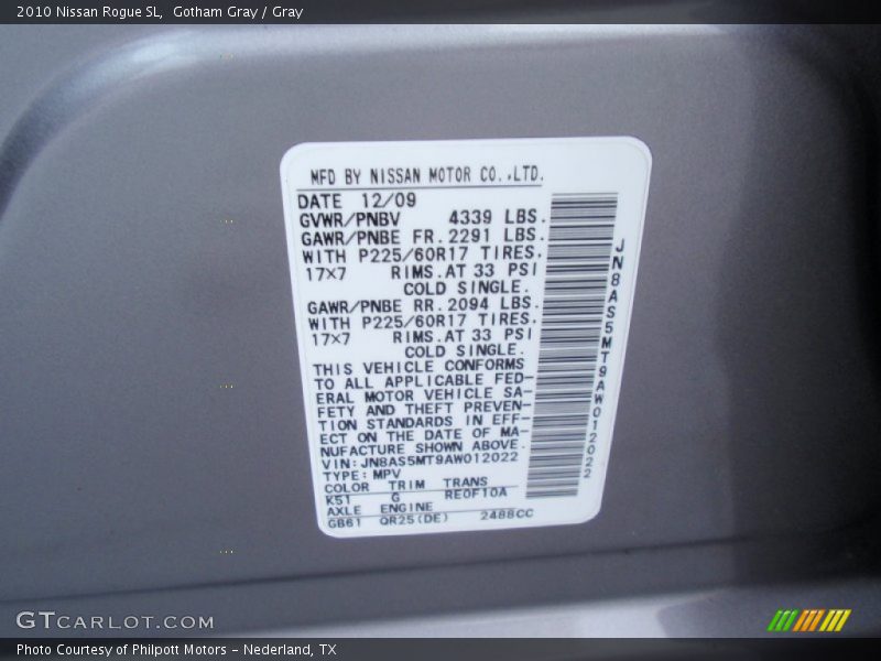 Gotham Gray / Gray 2010 Nissan Rogue SL