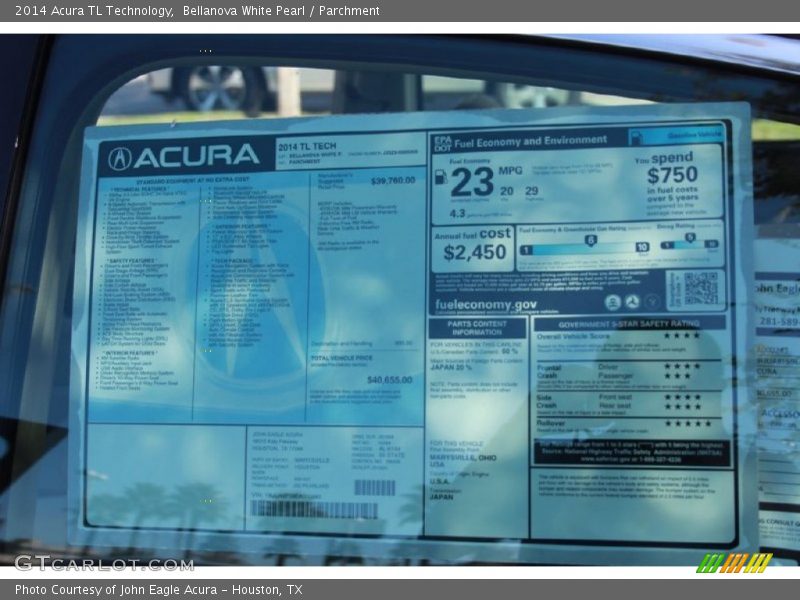Bellanova White Pearl / Parchment 2014 Acura TL Technology