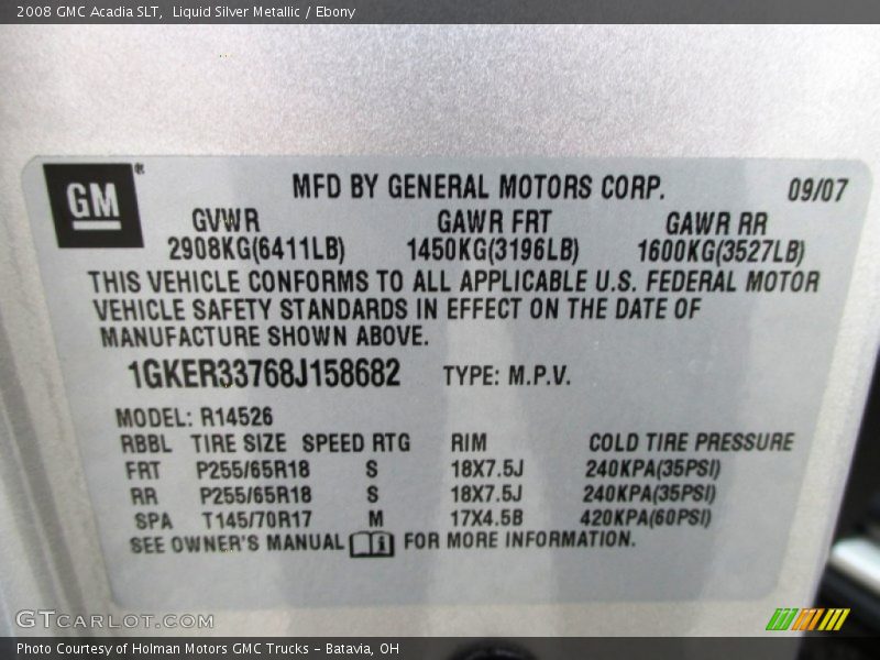 Liquid Silver Metallic / Ebony 2008 GMC Acadia SLT