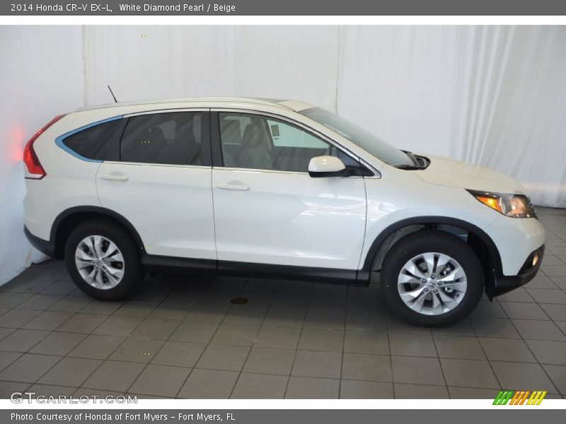 White Diamond Pearl / Beige 2014 Honda CR-V EX-L