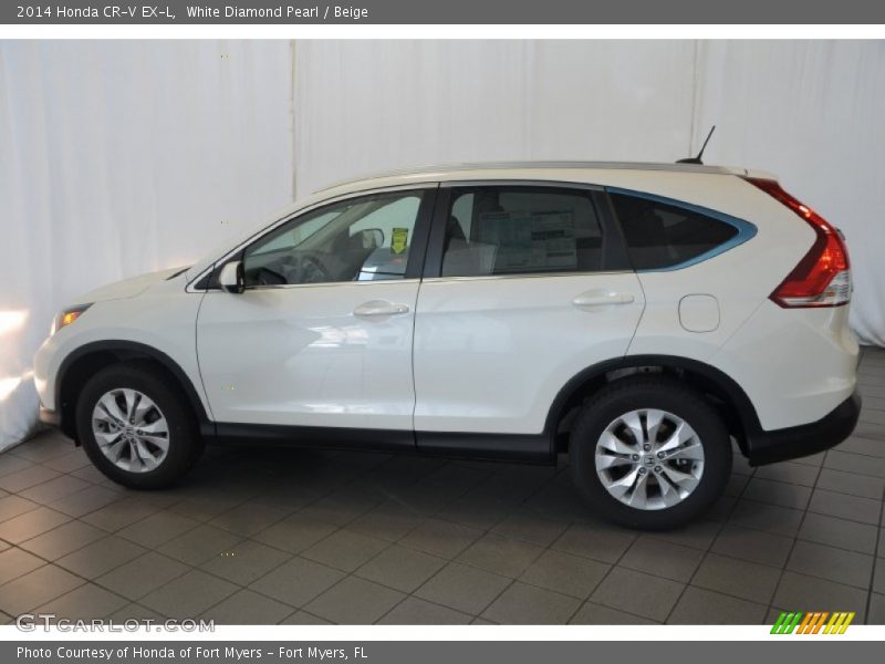 White Diamond Pearl / Beige 2014 Honda CR-V EX-L